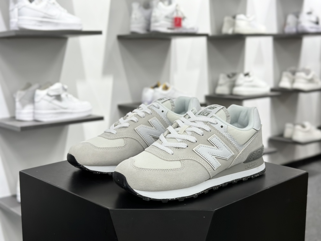 NB新百伦New Balance ML574系列低帮经慢跑鞋“翻毛浅灰白”ML574EVW