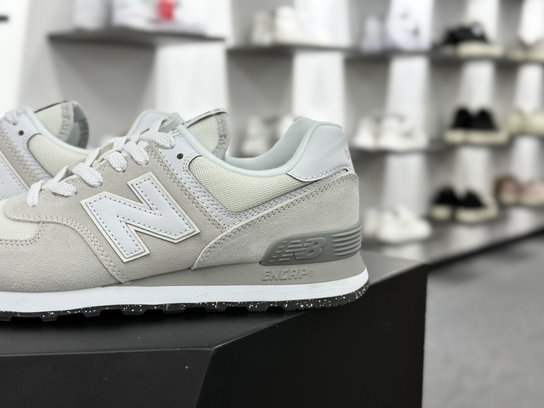 NB新百伦New Balance ML574系列低帮经慢跑鞋“翻毛浅灰白”ML574EVW