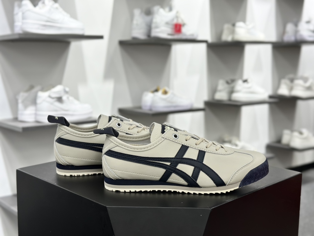 鬼塚虎/Onitsuka Tiger Mexico 66 Slip-On 墨西哥系列休闲运动鞋“皮革米灰藏青蓝”1183A872-200