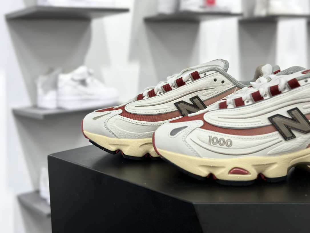 NB新百伦New Balance M1000”Off White Gradient Red”系列低帮运动慢跑鞋“米白酒红”M1000CB