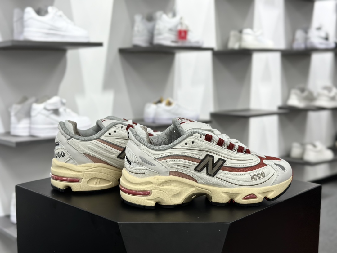 NB新百伦New Balance M1000”Off White Gradient Red”系列低帮运动慢跑鞋“米白酒红”M1000CB