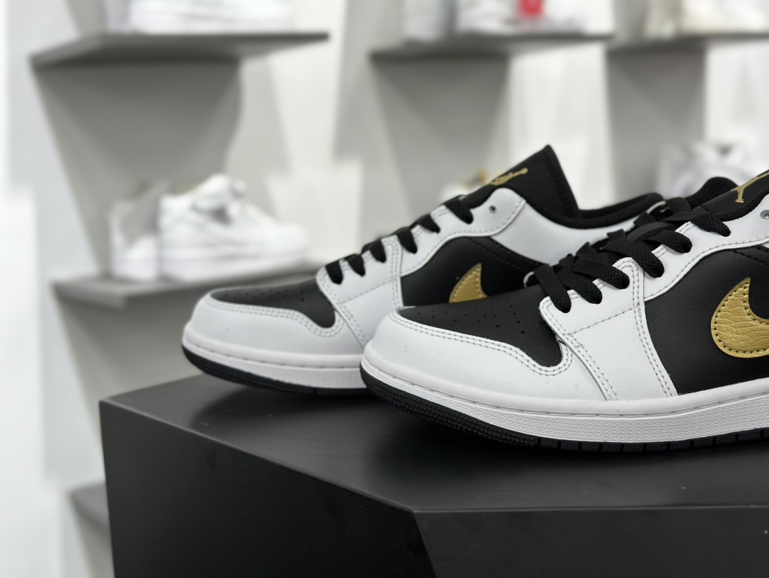 Air Jordan 1 Low”White/Black/Metallic Gold”AJ1乔丹一代低帮篮球鞋“白黑金钩”553558-172