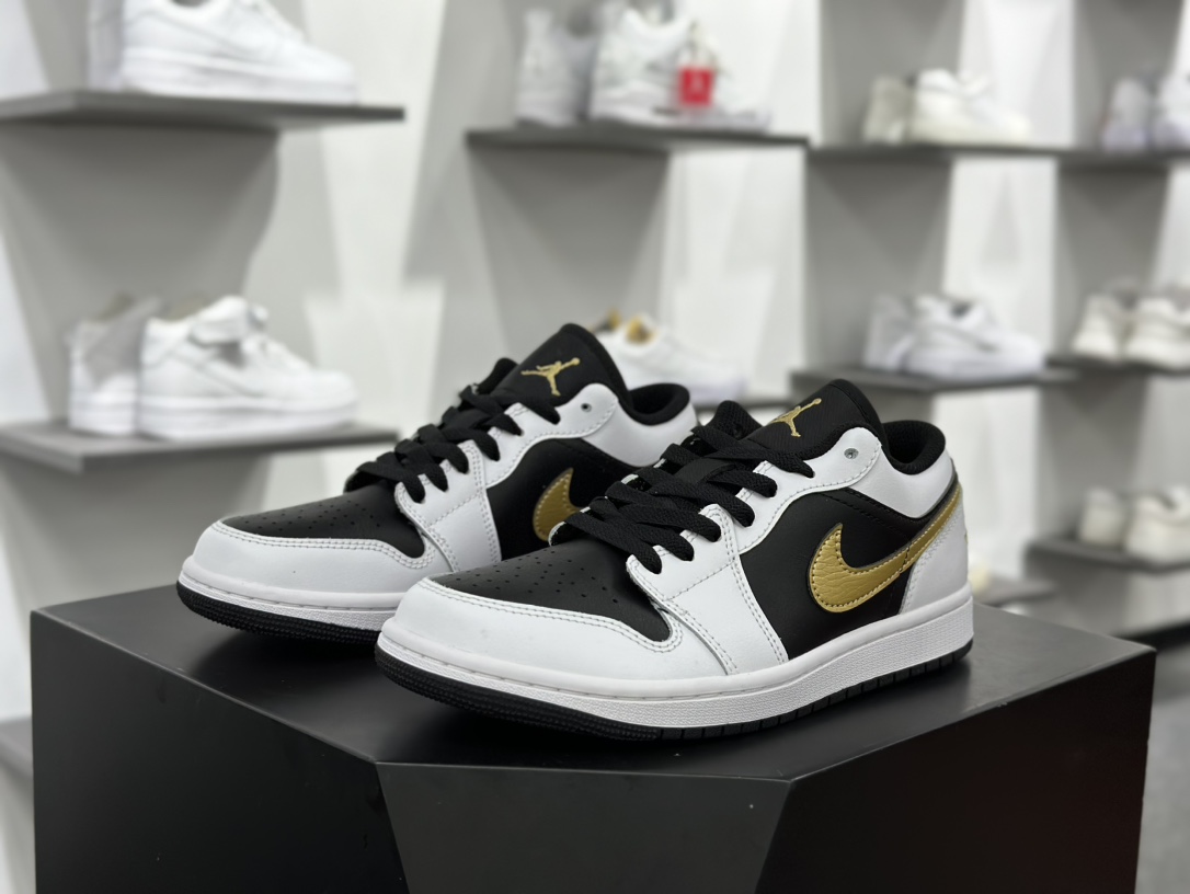 Air Jordan 1 Low”White/Black/Metallic Gold”AJ1乔丹一代低帮篮球鞋“白黑金钩”553558-172