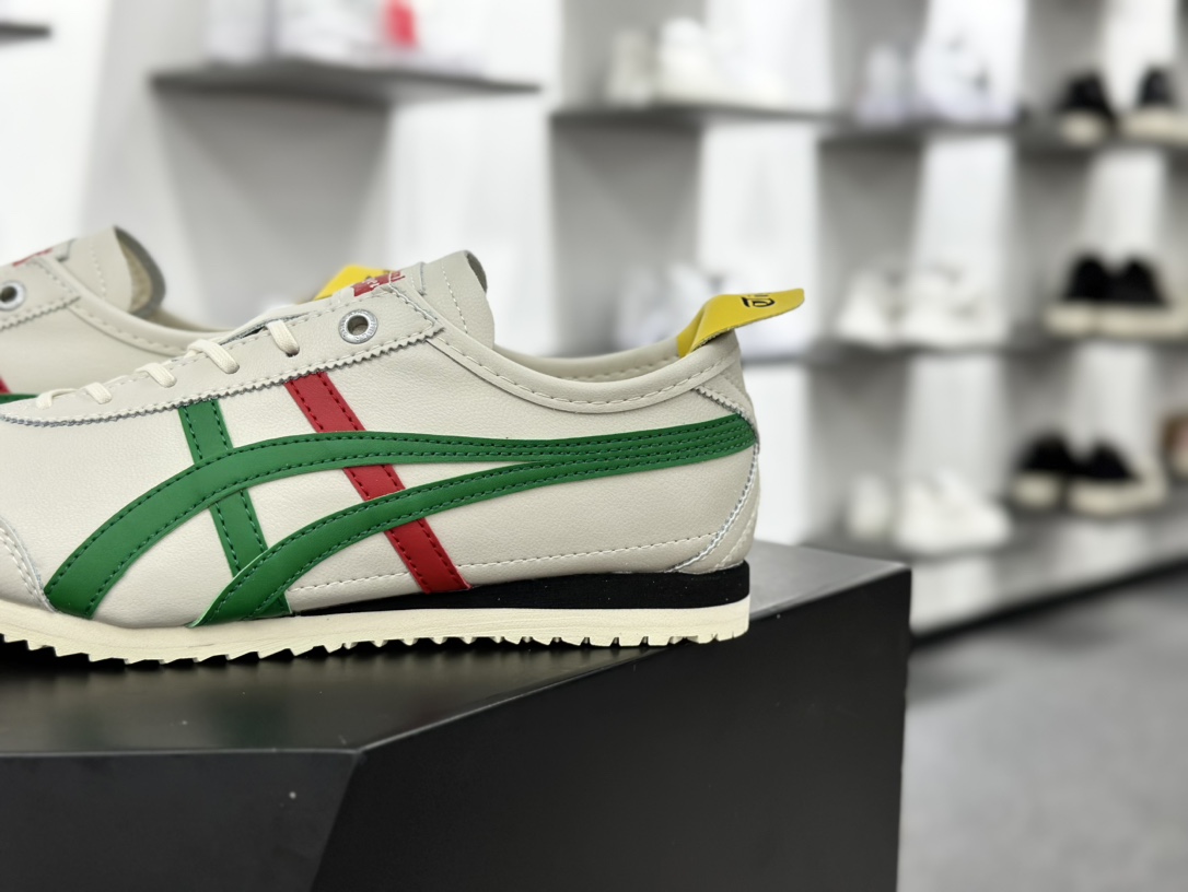 Onitsuka Tiger Mexico 66 SD 墨西哥升级版系列低帮皮革慢跑鞋“皮革乳白牙买加绿红黄”1183A872-100