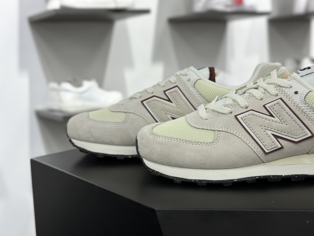 新百伦New Balance U574升级版系列低帮复古休闲运动慢跑鞋“麂皮米白酒红”U574OP2