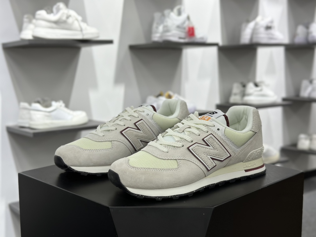 新百伦New Balance U574升级版系列低帮复古休闲运动慢跑鞋“麂皮米白酒红”U574OP2