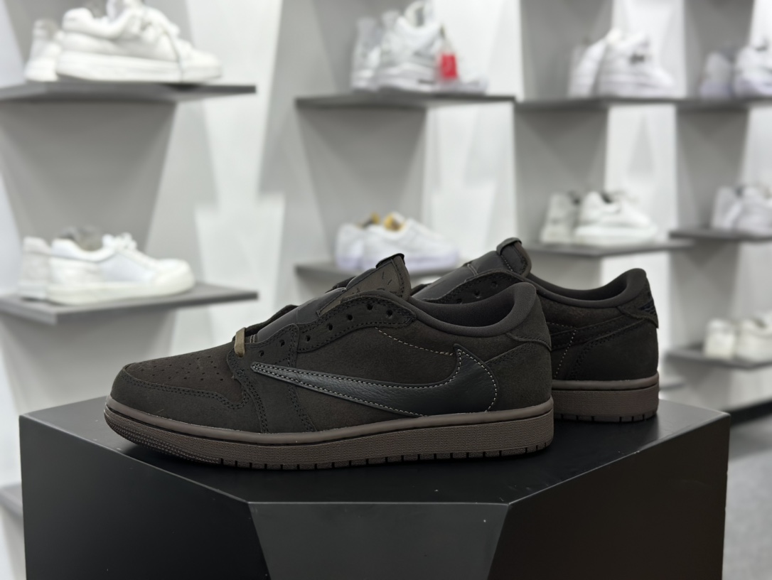 Travis Scott X Nike Air Jordan 1 Low OG SP”Velvet Brown”AJ1乔丹一代经典低帮篮球鞋“TS联名咖啡棕黑倒钩11.0” DM7866-202