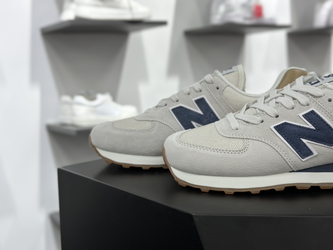 新百伦New Balance U574升级版系列低帮复古休闲运动慢跑鞋“浅灰海军蓝棕”U574LGI