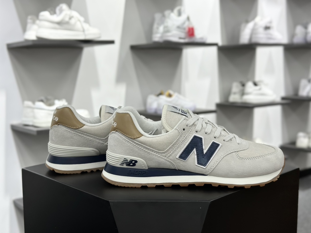 新百伦New Balance U574升级版系列低帮复古休闲运动慢跑鞋“浅灰海军蓝棕”U574LGI