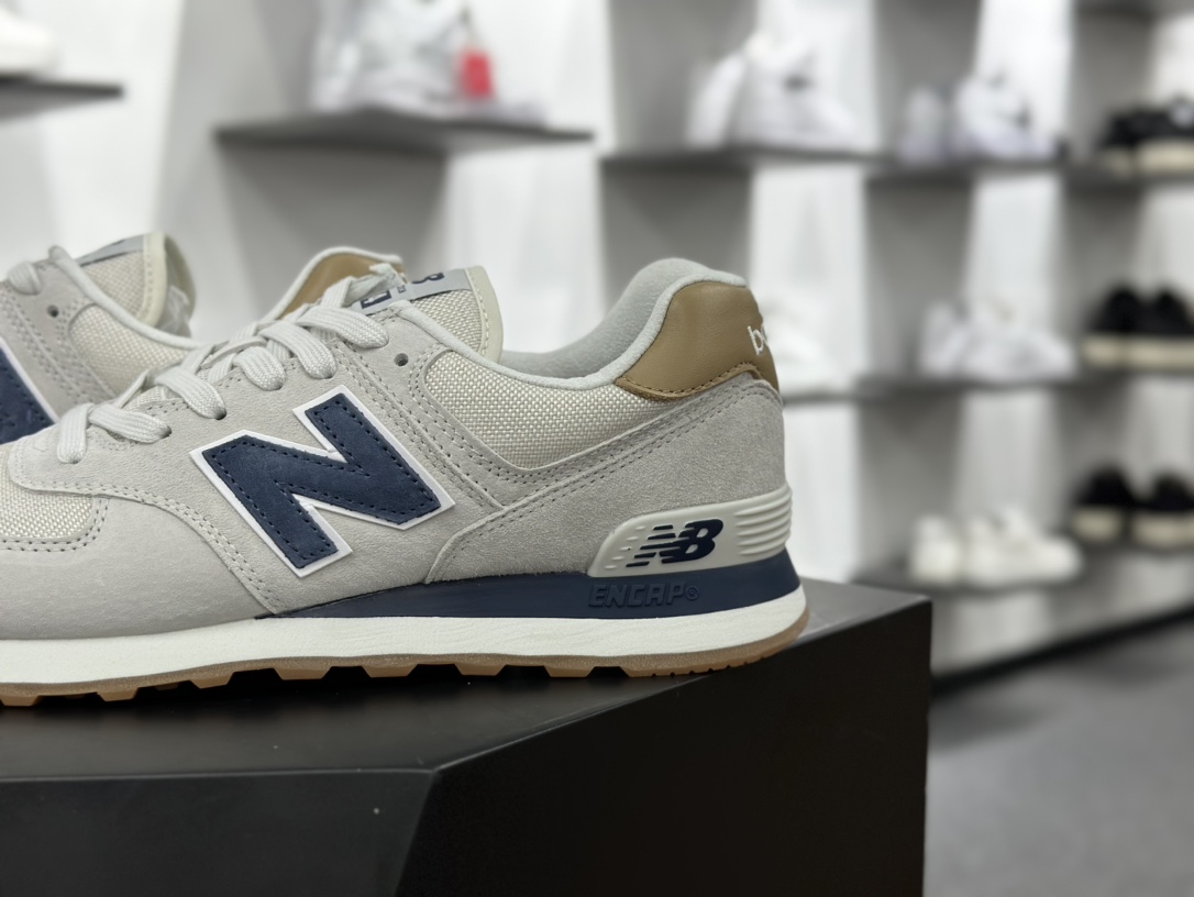 新百伦New Balance U574升级版系列低帮复古休闲运动慢跑鞋“浅灰海军蓝棕”U574LGI