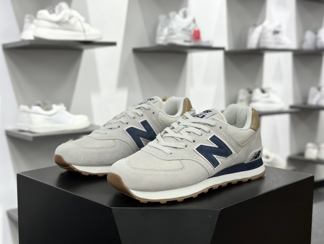 新百伦New Balance U574升级版系列低帮复古休闲运动慢跑鞋“浅灰海军蓝棕”U574LGI