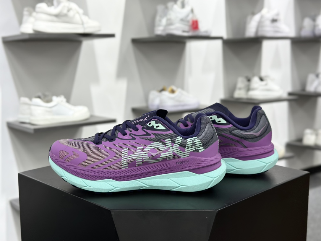 Hoka One One Tecton X 2 M 钛氪动X2系列低帮厚底轻量休闲运动慢跑鞋“网织紫灰浅月”1134507/OFNS