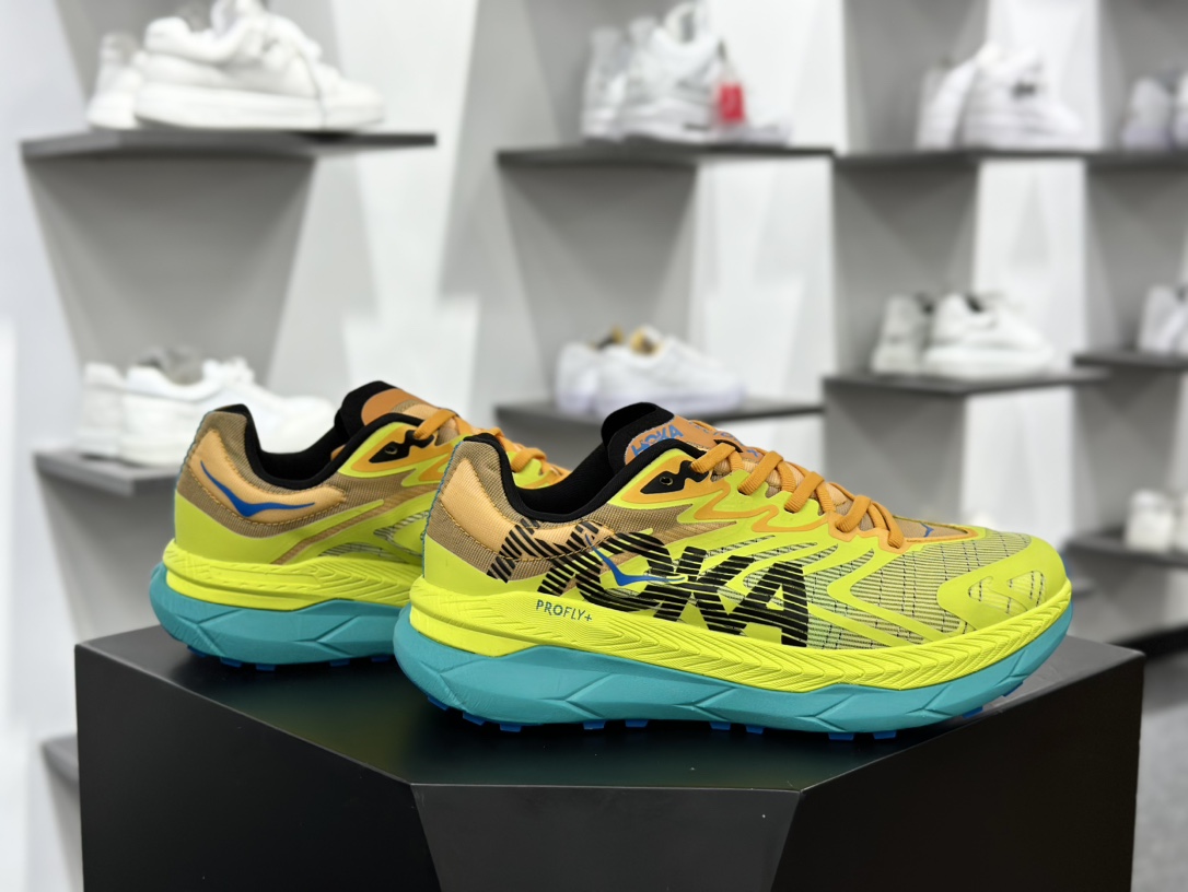 Hoka One One Tecton X 2 M 钛氪动X2系列低帮慢跑鞋“网织荧光黄黑水蓝”1134516/EPRY