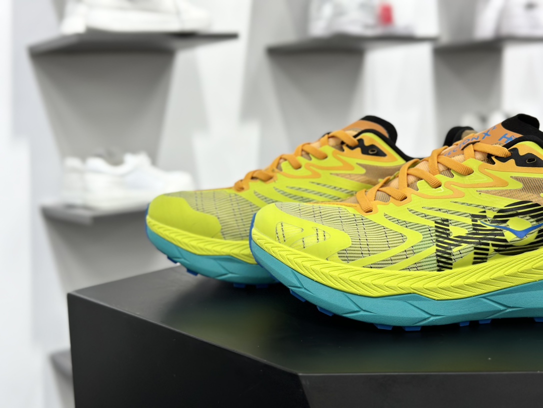 Hoka One One Tecton X 2 M 钛氪动X2系列低帮慢跑鞋“网织荧光黄黑水蓝”1134516/EPRY