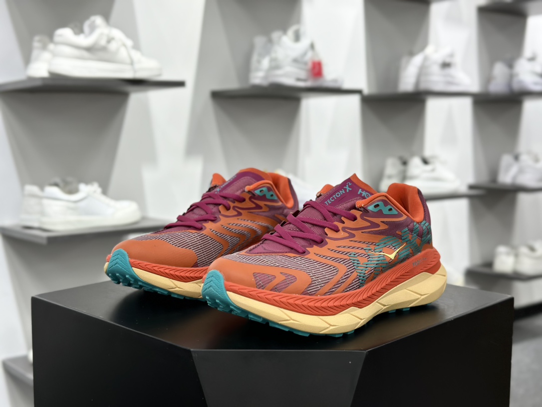 Hoka One One Tecton X 2 M 钛氪动X2系列低帮慢跑鞋“网织橙玫粉水绿”1134516/CJFL