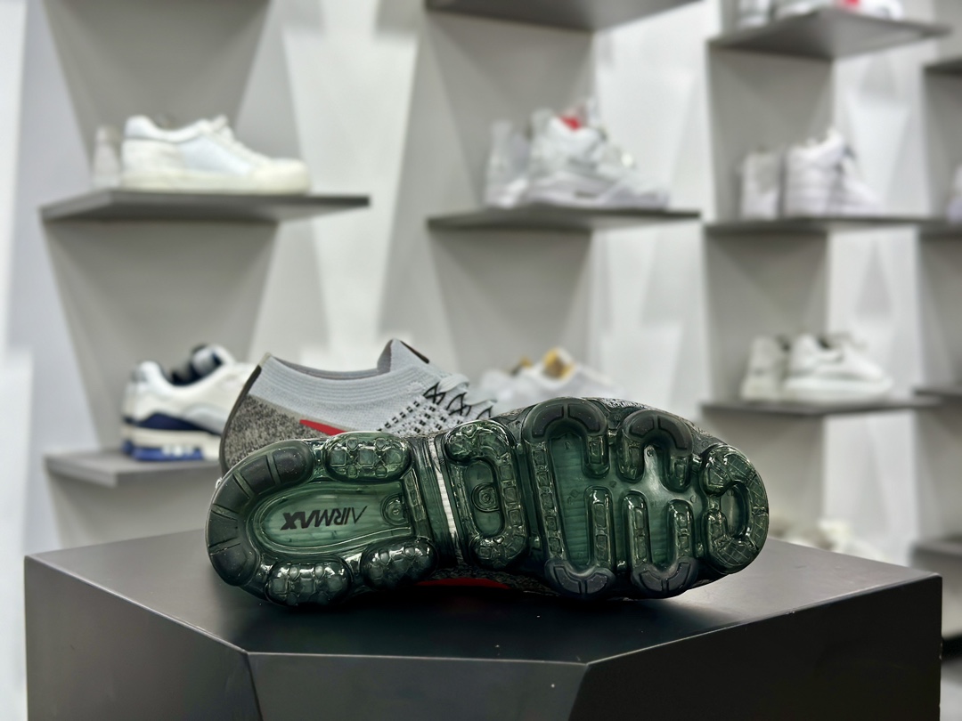 耐克Nike Air VaporMax 2023 Flyknit FK”Pure Platinum Court Blue”2023款大气垫慢跑鞋“针织灰黑红”849558-020