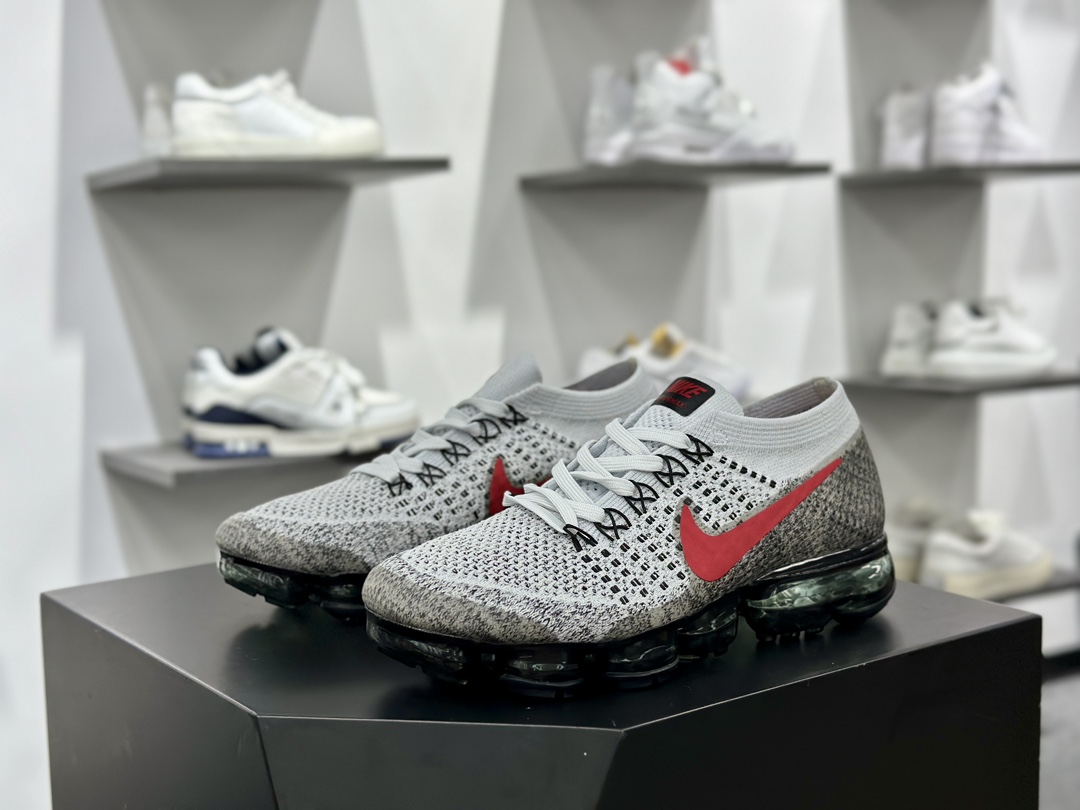 耐克Nike Air VaporMax 2023 Flyknit FK”Pure Platinum Court Blue”2023款大气垫慢跑鞋“针织灰黑红”849558-020