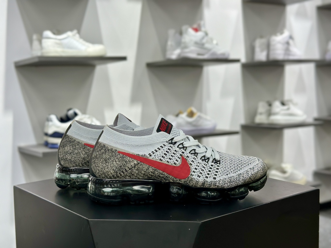 耐克Nike Air VaporMax 2023 Flyknit FK”Pure Platinum Court Blue”2023款大气垫慢跑鞋“针织灰黑红”849558-020