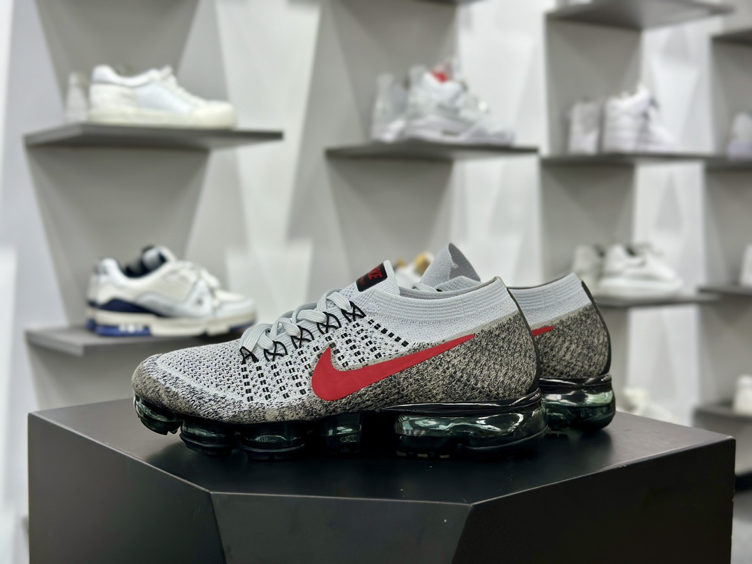 耐克Nike Air VaporMax 2023 Flyknit FK”Pure Platinum Court Blue”2023款大气垫慢跑鞋“针织灰黑红”849558-020