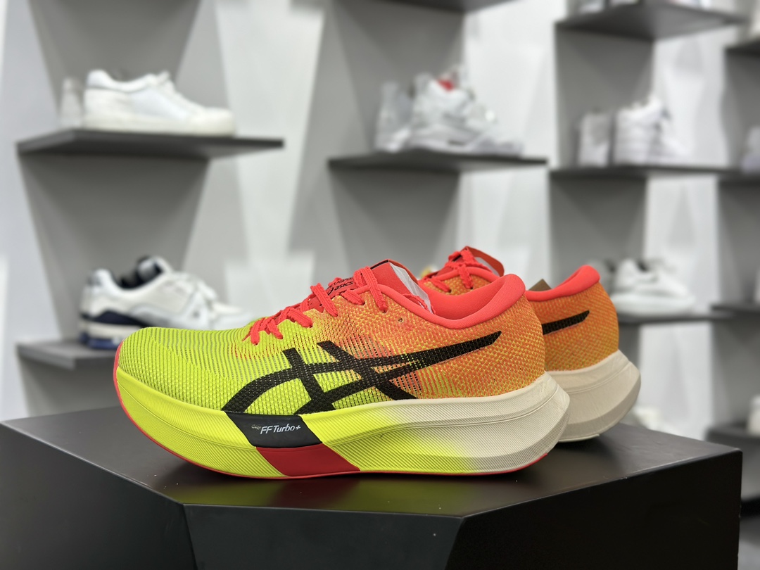 亚瑟士/Asics Metaspeed Sky Paris 进化版竞速马拉松巴黎系列低帮碳板跑步鞋“网织火焰红黑黄”1013A123-600