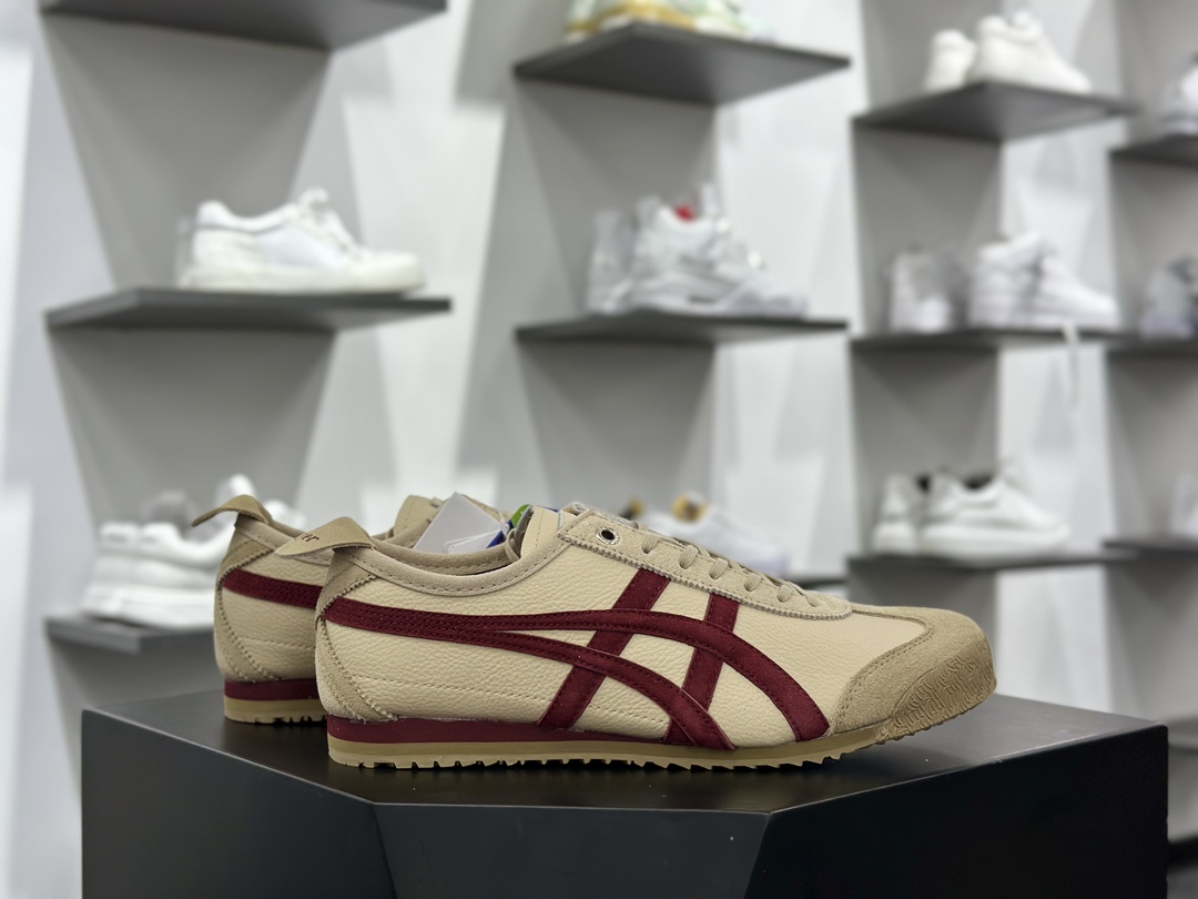 鬼塚虎鬼冢虎/Onitsuka Tiger Mexico 66 SD 墨西哥升级版系列低帮休闲皮革慢跑鞋“米色酒红”1183C015-202