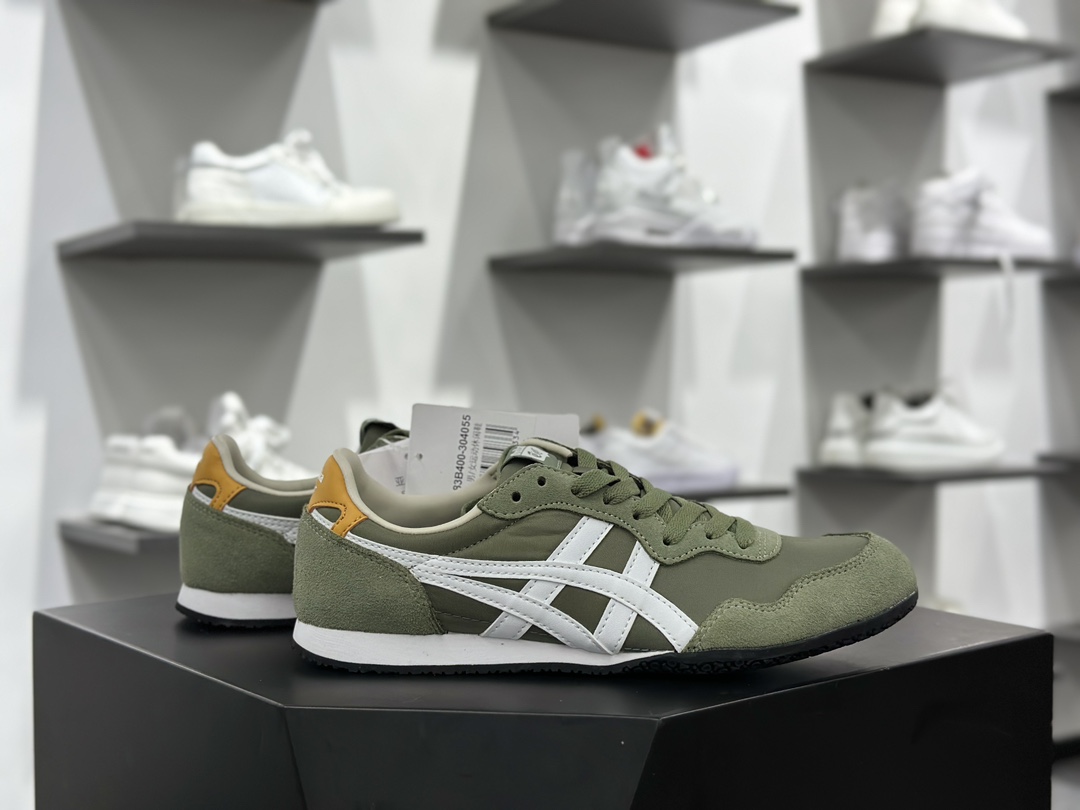 鬼塚虎/Onitsuka Tiger Serrano Low 塞拉诺系列低帮薄底复古经典百搭休闲慢跑鞋“绿白”1183B400-304