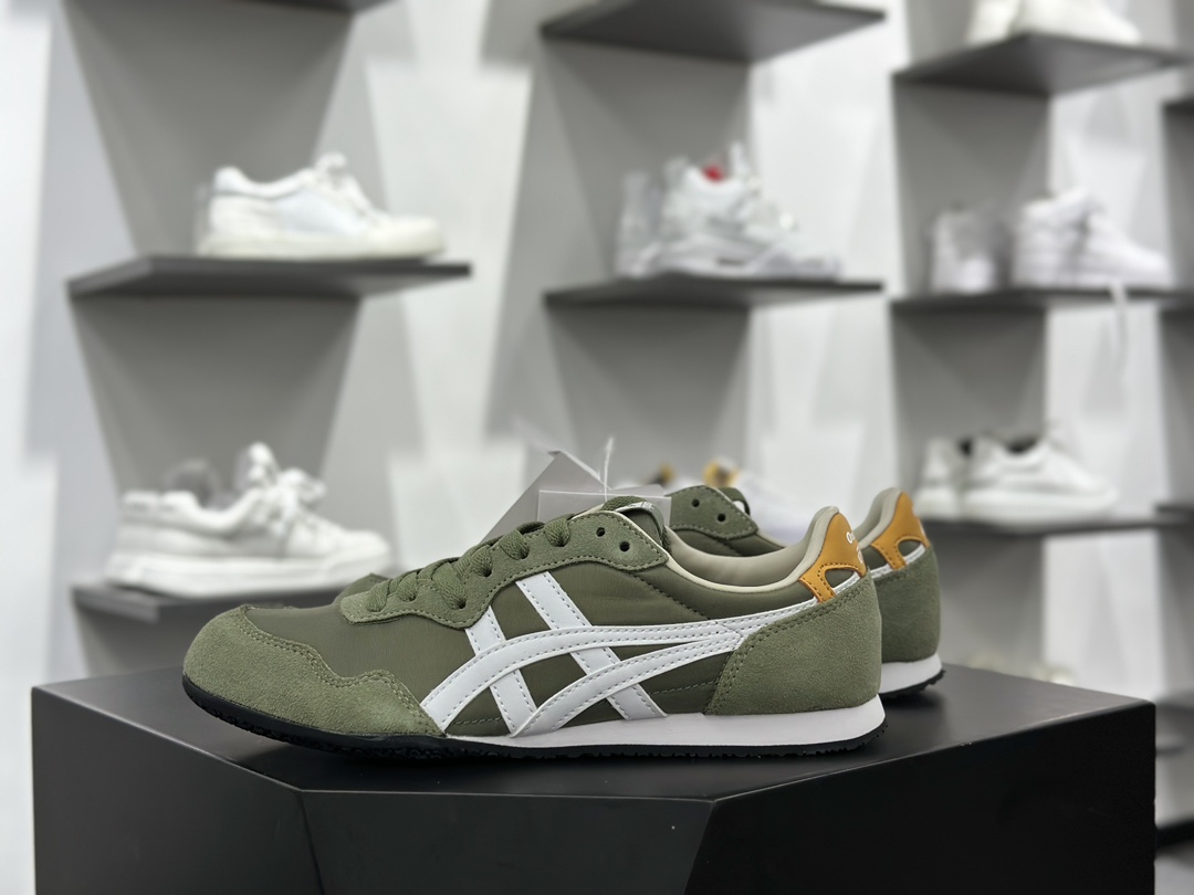 鬼塚虎/Onitsuka Tiger Serrano Low 塞拉诺系列低帮薄底复古经典百搭休闲慢跑鞋“绿白”1183B400-304