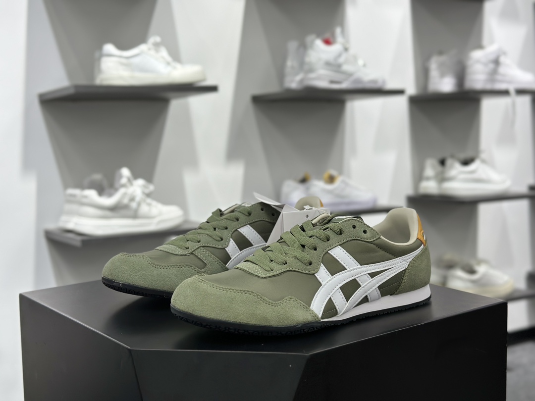 鬼塚虎/Onitsuka Tiger Serrano Low 塞拉诺系列低帮薄底复古经典百搭休闲慢跑鞋“绿白”1183B400-304