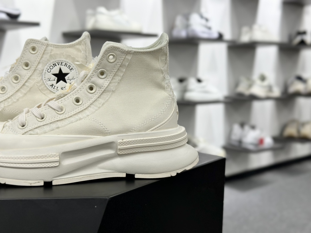 Converse LIFESTYLE Run Star Legacy 夹心蕾丝蝴蝶结厚底夹心高帮帆布鞋 A10027C