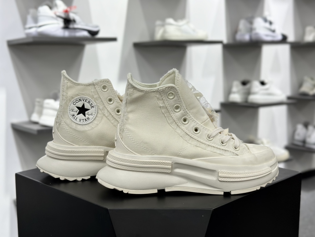 Converse LIFESTYLE Run Star Legacy 夹心蕾丝蝴蝶结厚底夹心高帮帆布鞋 A10027C