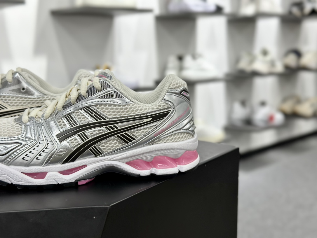 亚瑟士/ASICS Gel Kayano 14”Cream Sweet Pink”卡亚诺14代系列跑步鞋“金属银米白黑粉”1203A537-103