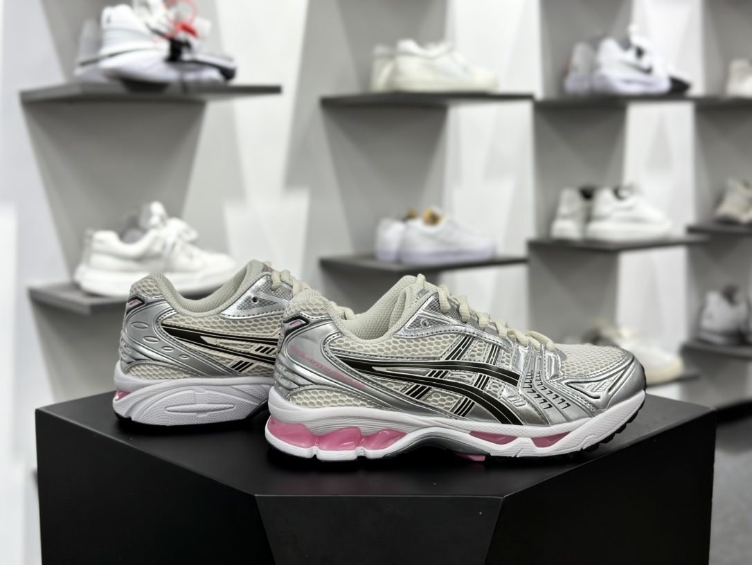 亚瑟士/ASICS Gel Kayano 14”Cream Sweet Pink”卡亚诺14代系列跑步鞋“金属银米白黑粉”1203A537-103