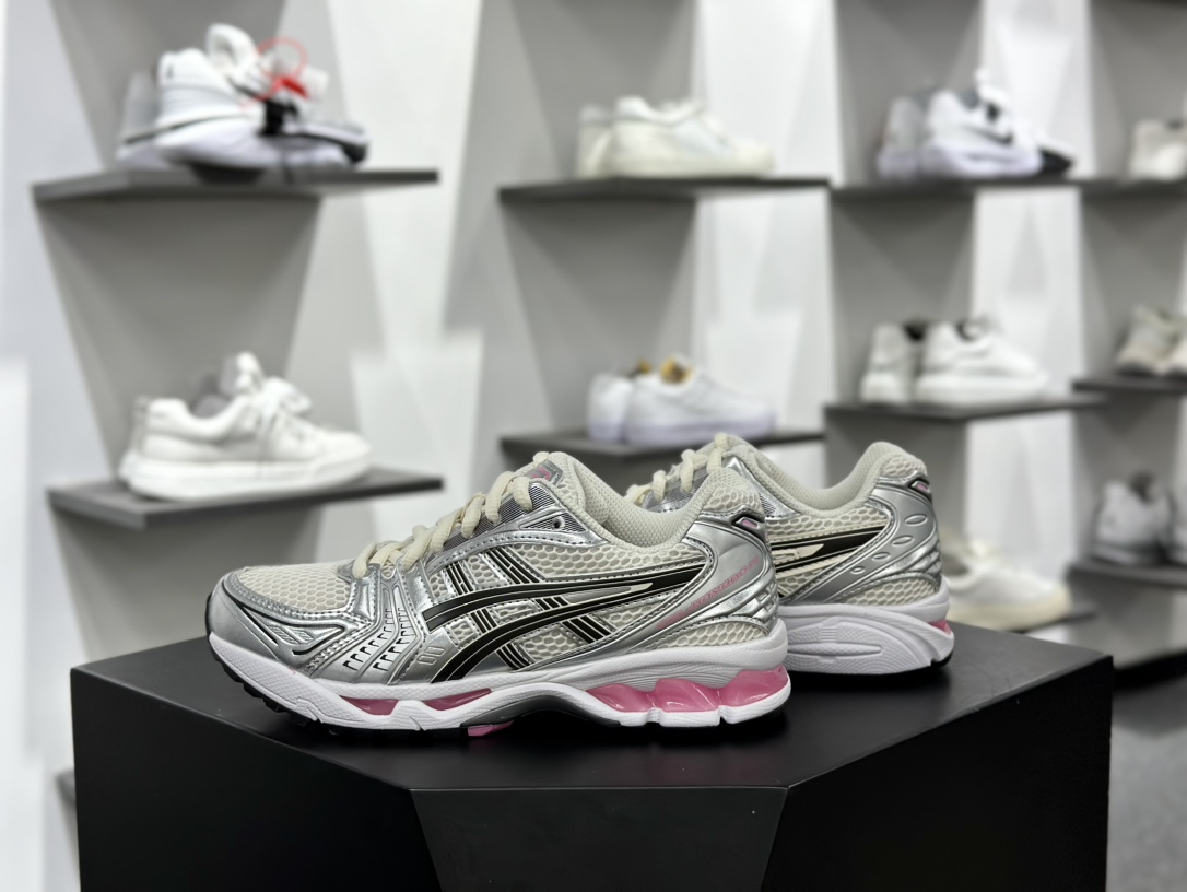 亚瑟士/ASICS Gel Kayano 14”Cream Sweet Pink”卡亚诺14代系列跑步鞋“金属银米白黑粉”1203A537-103