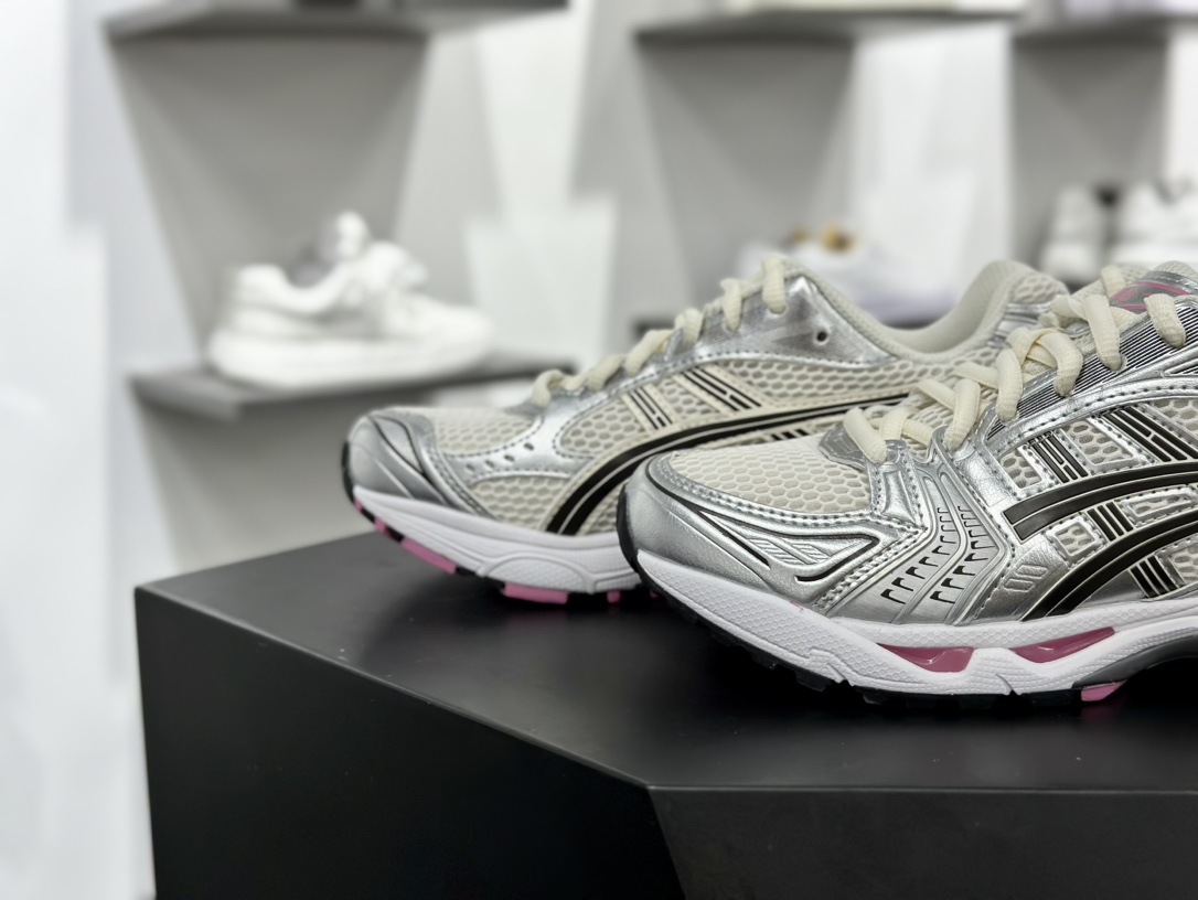 亚瑟士/ASICS Gel Kayano 14”Cream Sweet Pink”卡亚诺14代系列跑步鞋“金属银米白黑粉”1203A537-103