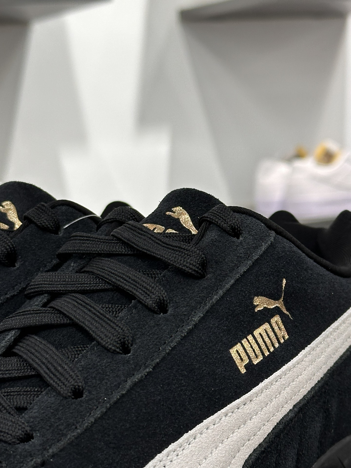 彪马Puma Speedcat OG+”Black/White”极速赛车系列低帮德训风运动赛车鞋“翻毛黑米白金LOGO”398846-01