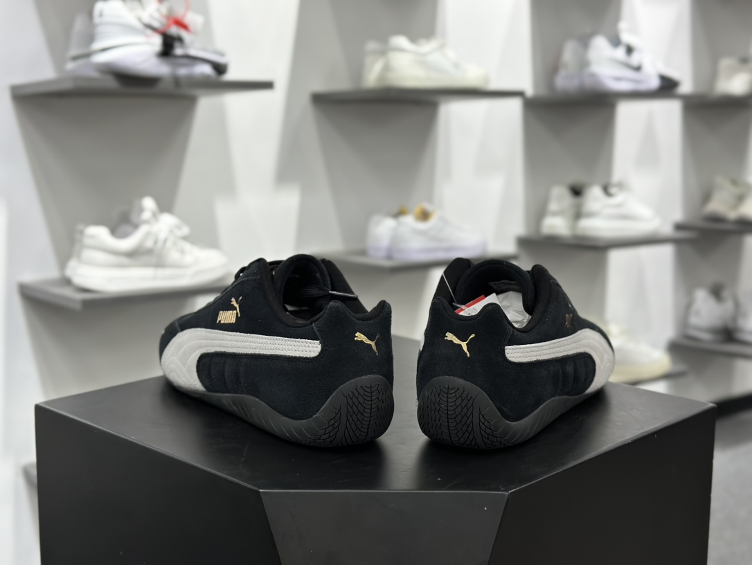 彪马Puma Speedcat OG+”Black/White”极速赛车系列低帮德训风运动赛车鞋“翻毛黑米白金LOGO”398846-01