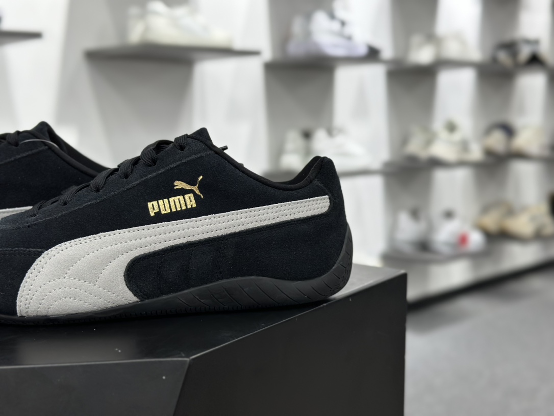 彪马Puma Speedcat OG+”Black/White”极速赛车系列低帮德训风运动赛车鞋“翻毛黑米白金LOGO”398846-01