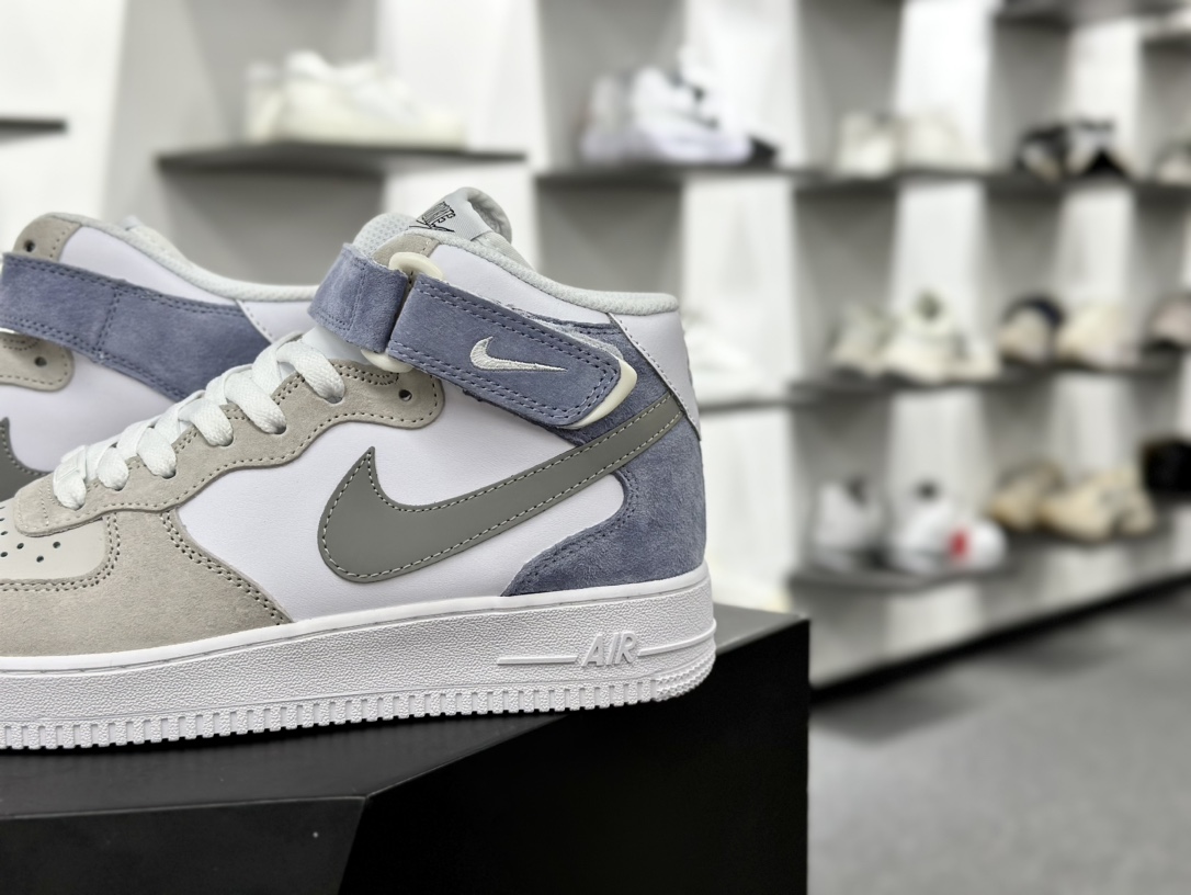 Nike Air Force 1 Mid 07 麂皮灰白蓝 AL6896-557