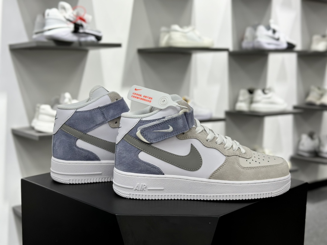 Nike Air Force 1 Mid 07 麂皮灰白蓝 AL6896-557