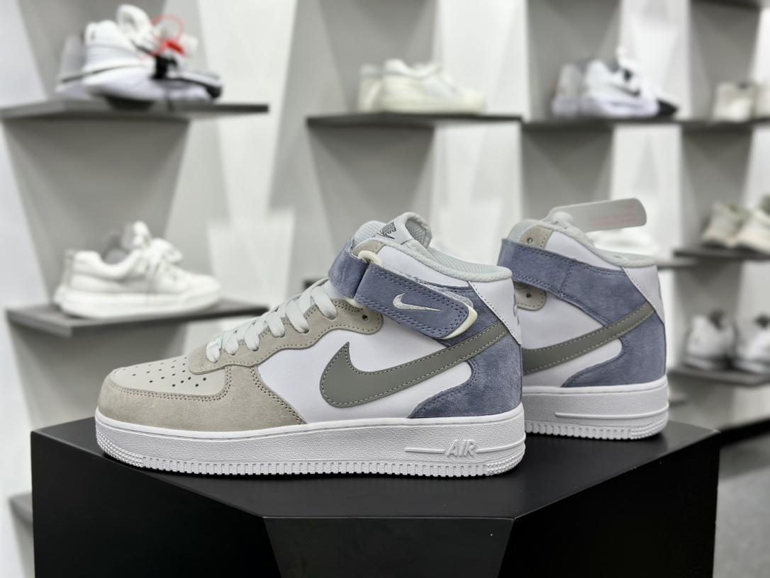 Nike Air Force 1 Mid 07 麂皮灰白蓝 AL6896-557