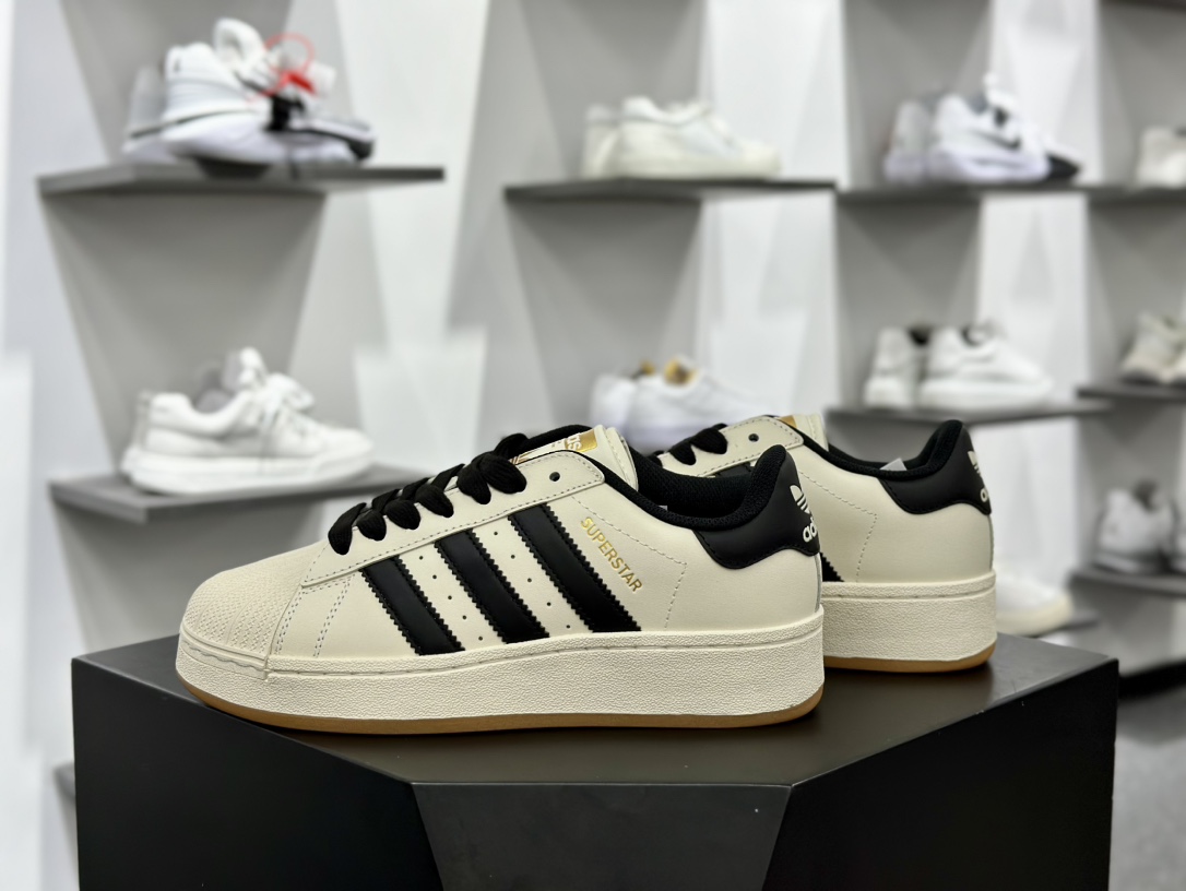 Adidas Originals Superstar XLG 厚底 白黑贝壳头 ID5698