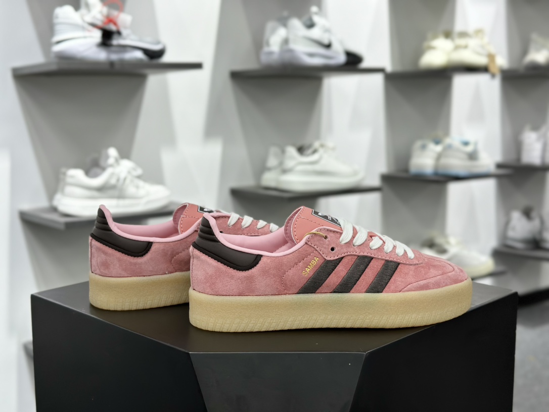 阿迪达斯Adidas Originals Sambae”Beige Mint”桑巴舞板鞋“皮革米白薄荷绿生胶底”IG1947