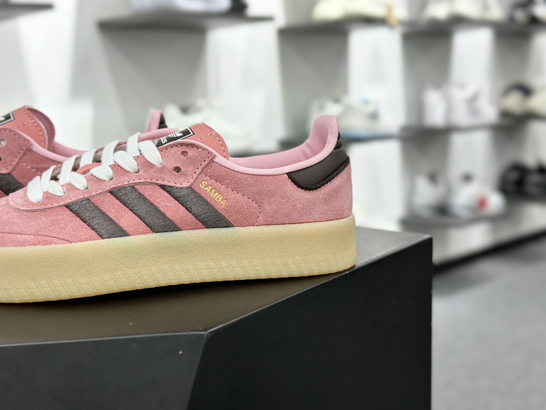 阿迪达斯Adidas Originals Sambae”Beige Mint”桑巴舞板鞋“皮革米白薄荷绿生胶底”IG1947