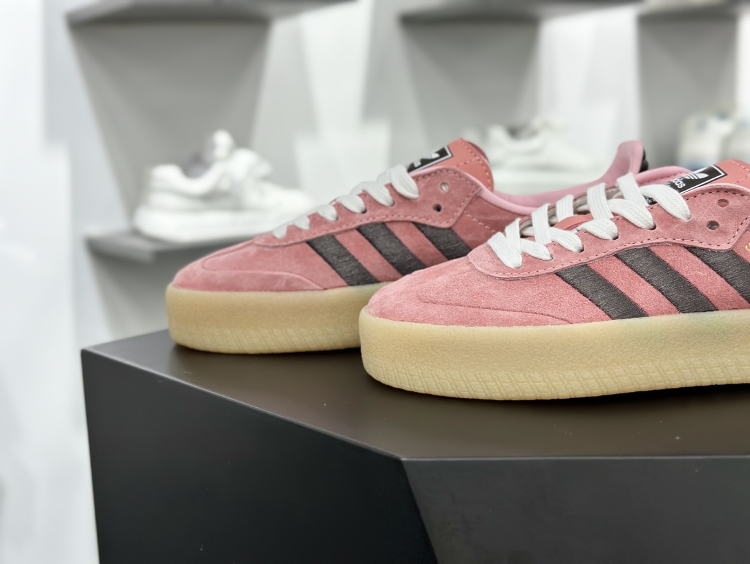 阿迪达斯Adidas Originals Sambae”Beige Mint”桑巴舞板鞋“皮革米白薄荷绿生胶底”IG1947