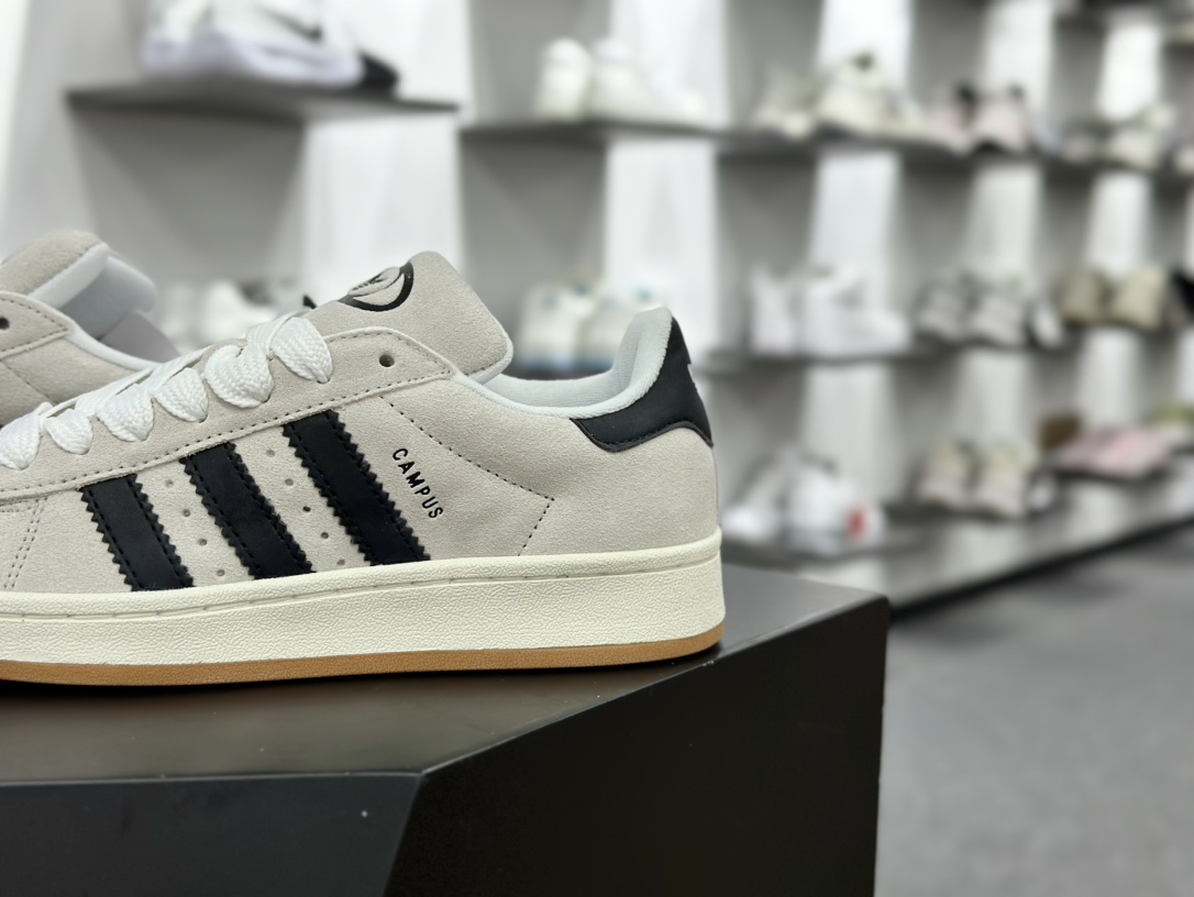 阿迪达斯Adidas Originals Campus 00s 学院系列板鞋“翻毛浅灰黑生胶底”GY0042