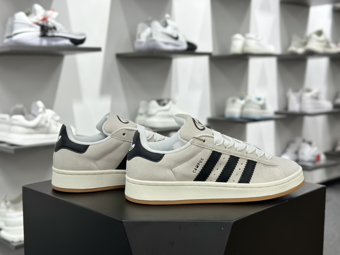 阿迪达斯Adidas Originals Campus 00s 学院系列板鞋“翻毛浅灰黑生胶底”GY0042