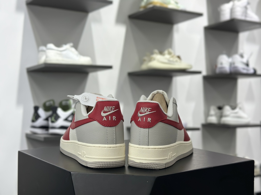 耐克Nike Air Force 1’07 Low”Gym Red Toe”空军一号经典低帮板鞋“皮革米白灰红”HJ9094-012