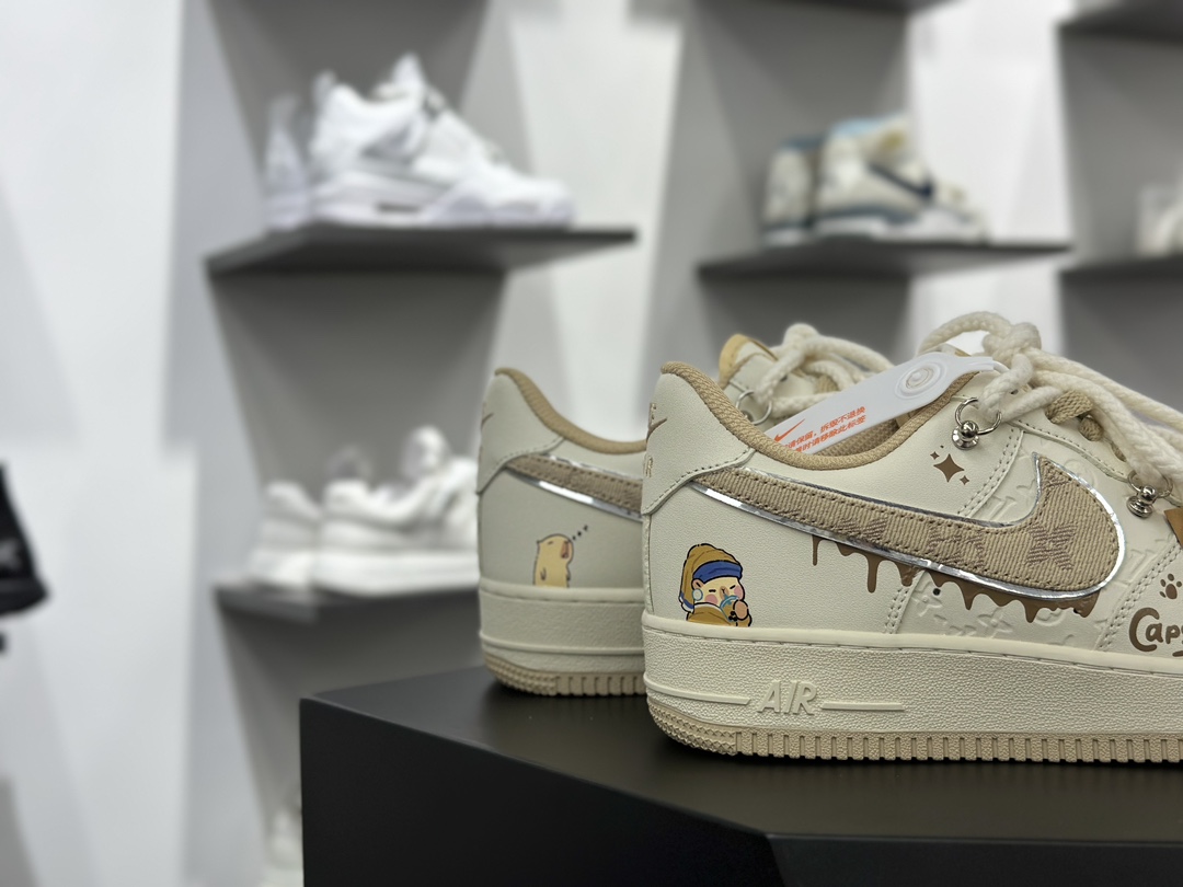 Nike Air Force 1 Low 07 x Louis Vuitton 涂鸦 米棕绑带  LV0506-505