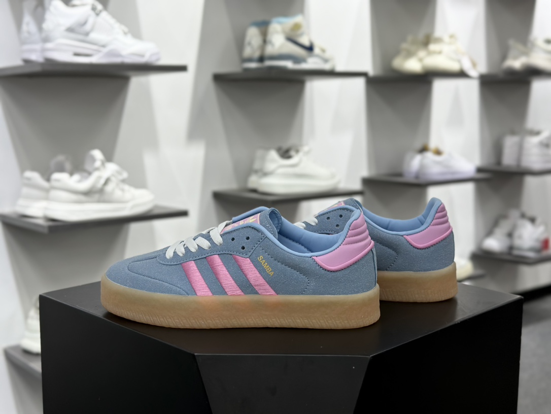 Adidas三叶草SAMBA ROSE 厚底休闲板鞋  JH8836