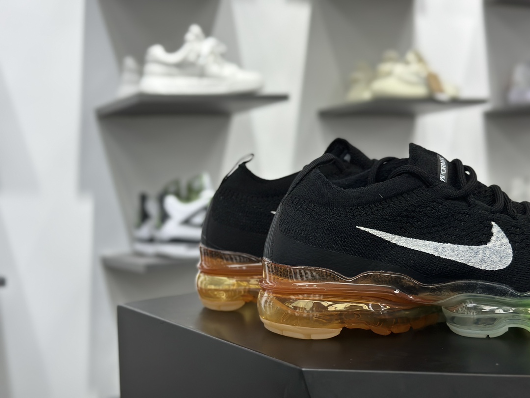 Nike Air VaporMax 2023 Flyknit FK”Black Multi Sole”2023款大气垫系列低帮慢跑鞋“针织黑白绿橙”DV1678-014